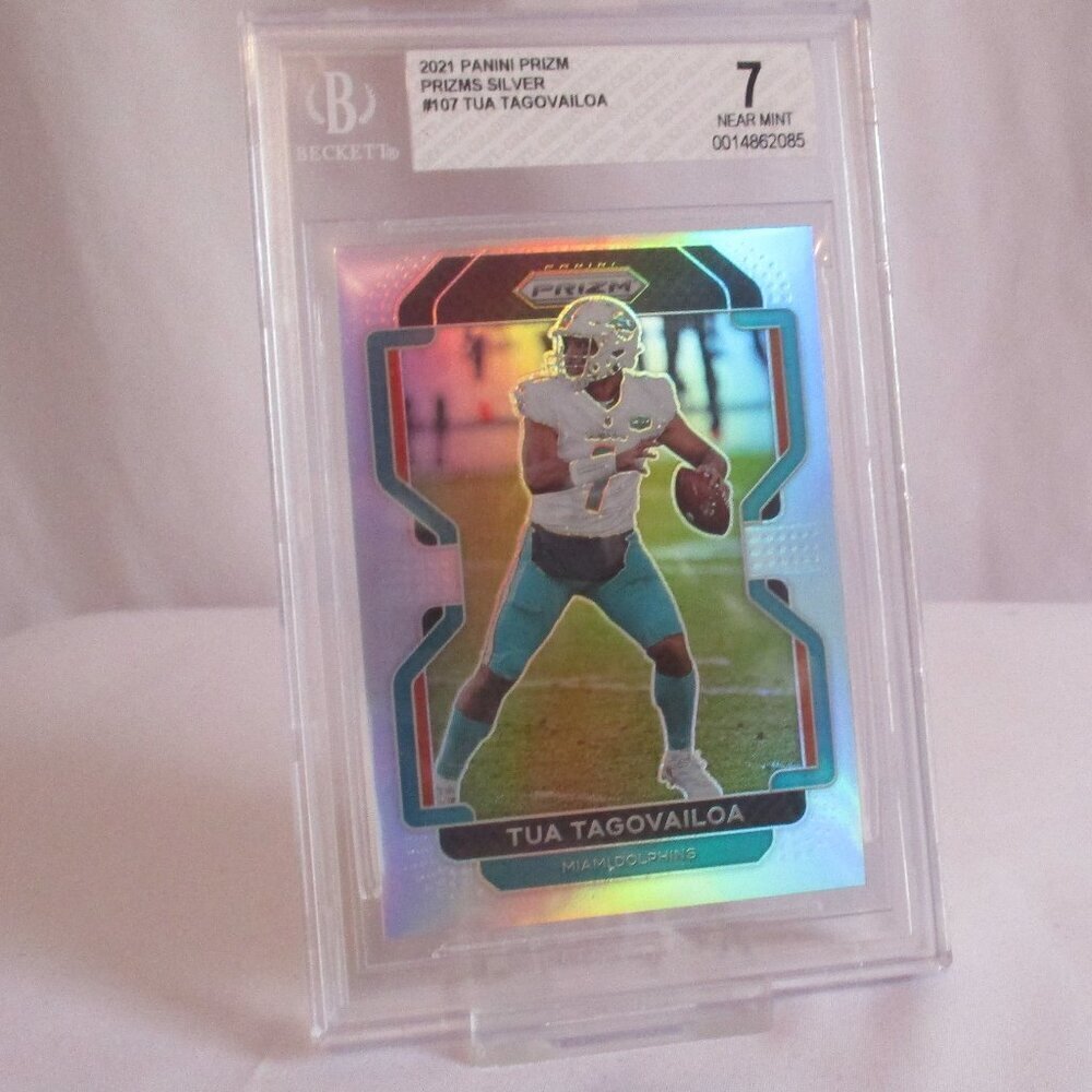 2021 PANINI PRIZM PRIZMS SILVER #107 TUA TAGOVAILOA BGS 7 NEAR MINT